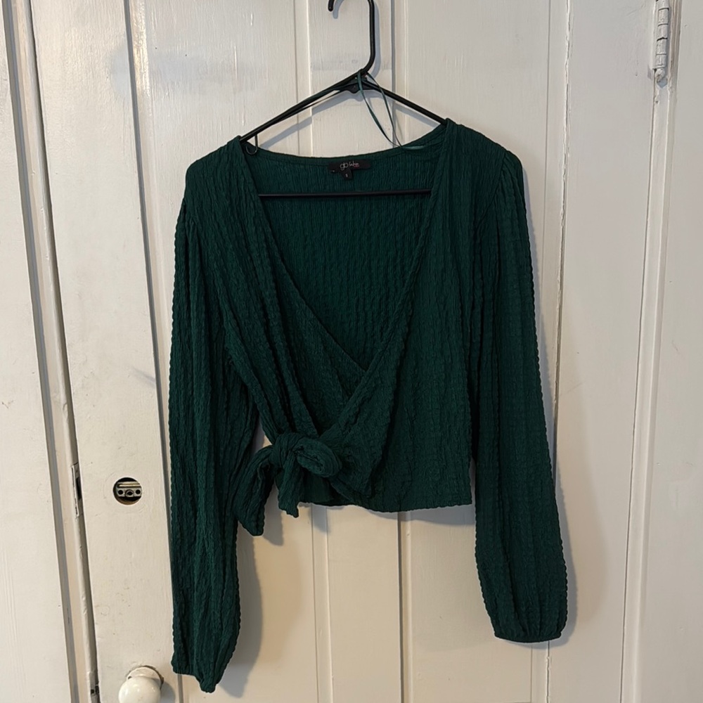 Chic Green Wrap Top